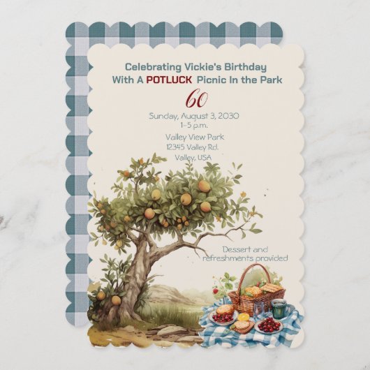 60e verjaardag viering picknick in het park kaart (Voorkant / Achterkant)