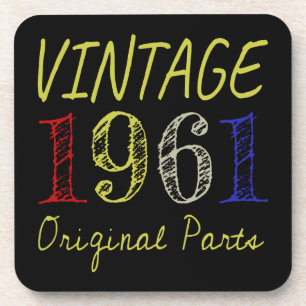 60e verjaardag Vintage 1961 Originele onderdelen Bier Onderzetter