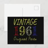 60e verjaardag Vintage 1961 Originele onderdelen Briefkaart (Voorkant / Achterkant)