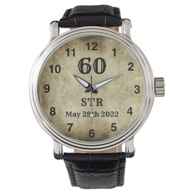 60e verjaardag vintage initialen horloge (Voorkant)