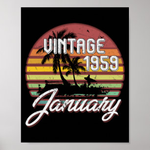 60e verjaardag Vintage kwitteraar januari 1959 Poster