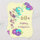 60e verjaardag vlinders en bloemen kaart (Voorkant / Achterkant)