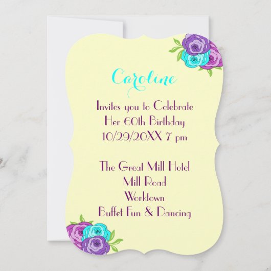 60e verjaardag vlinders en bloemen kaart (Achterkant)