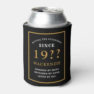60e verjaardag Voeg de naam toe: Elegant Black Gol Blikjeskoeler