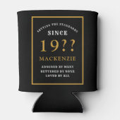 60e verjaardag Voeg de naam toe: Elegant Black Gol Blikjeskoeler (Achterkant)