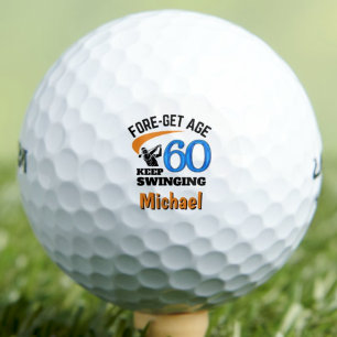 60e verjaardag voor collega - 60 jaar modern blauw golfballen