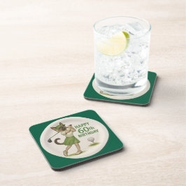 60e verjaardag voor golfer met bal en t-shirt bier onderzetter