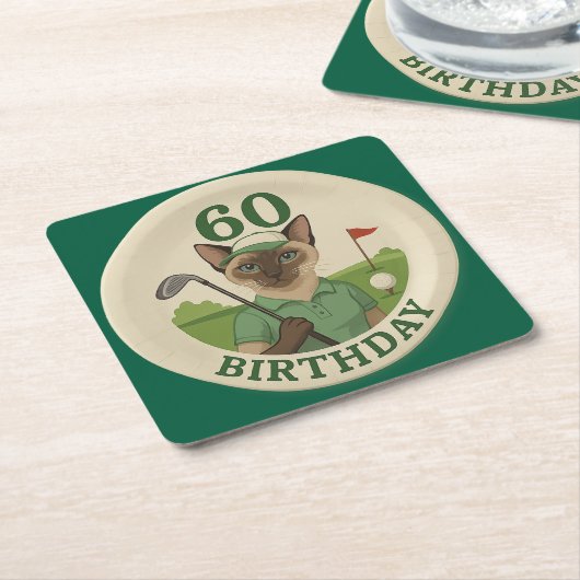 60e verjaardag voor golfer met bal en t-shirt kartonnen onderzetters (Schuin)