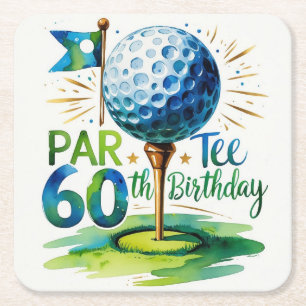 60e verjaardag voor golfer met bal en t-shirt kartonnen onderzetters