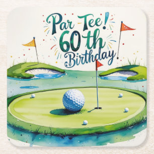 60e verjaardag voor golfer met bal en t-shirt kartonnen onderzetters
