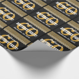 60e verjaardag voor haar A11 Black en Gold Cadeaupapier