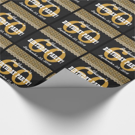 60e verjaardag voor haar A11 Black en Gold Cadeaupapier (Hoek)