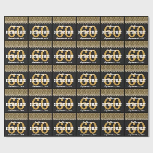 60e verjaardag voor haar A11 Black en Gold Cadeaupapier (Vlak)