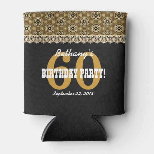 60e verjaardag voor haar A18 zwart en goud Blikjeskoeler (Voorkant)