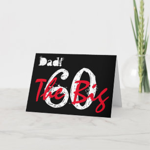 60e verjaardag voor papa, rode, witte tekst op zwa kaart