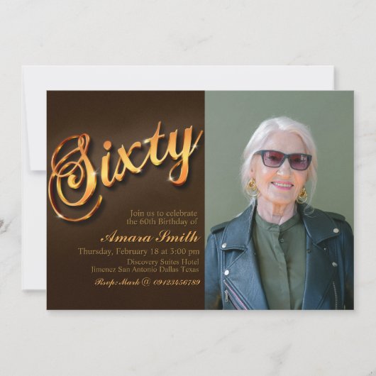 60e Verjaardag voor Vrouw met Afbeelding Kaart (Voorkant)
