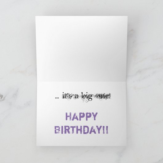 60e verjaardag, vriend, zwart & mauve tekst, wit. kaart (Binnen)