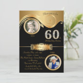 60e, Verjaardag Vrouw 60e, elegante art deco, zwar Kaart (Staand voorkant)