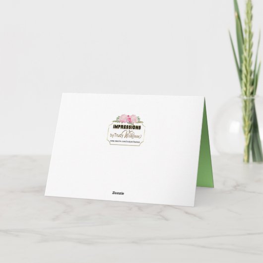 60e verjaardag, Vrouwelijk met roze pioenen, Bloem Kaart (Achterkant)
