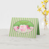 60e verjaardag, Vrouwelijk met roze pioenen, Bloem Kaart (Gele Bloem)