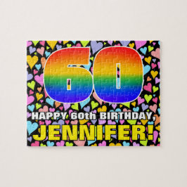 60e verjaardag — Vun, liefhebbende hartvormen + "6 Legpuzzel