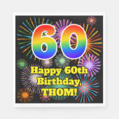 60e verjaardag: Vuurwerk Fun Pattern + Regenboog 6 Servet (Voorkant)