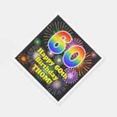 60e verjaardag: Vuurwerk Fun Pattern + Regenboog 6 Servet (Hoek)
