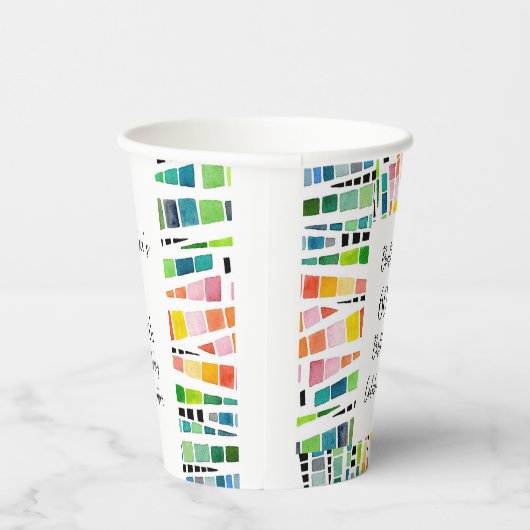 60e verjaardag Waterverf geometrisch patroon Papieren Bekers (Rechts)