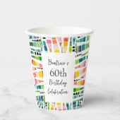 60e verjaardag Waterverf geometrisch patroon Papieren Bekers (Voorkant)