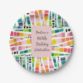 60e verjaardag Waterverf geometrisch patroon Papieren Bordje (Voorkant)