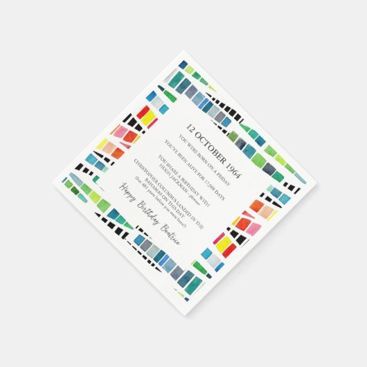 60e verjaardag Waterverf Geometrische Fun Facts Servet (Hoek)