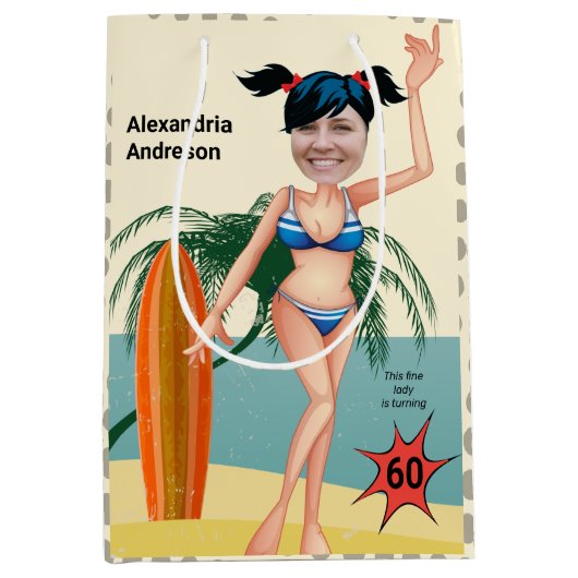 60e verjaardag Weemens Nieuwe Funny Bikini Medium Cadeauzakje (Voorkant)