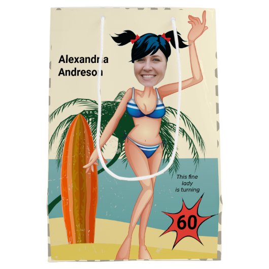 60e verjaardag Weemens Nieuwe Funny Bikini Medium Cadeauzakje (Achterkant)