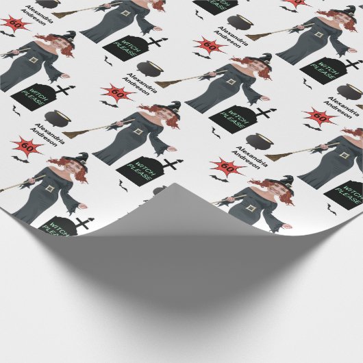 60e verjaardag Weemens nieuwe grappige heks alstub Cadeaupapier (Hoek)