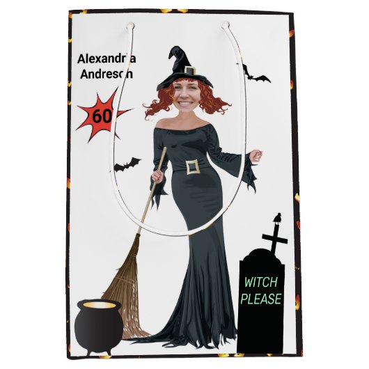 60e verjaardag Weemens nieuwe grappige heks alstub Medium Cadeauzakje (Voorkant)