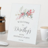60e verjaardag Welkom Winter Red Berry Reclamebord Met Voetstuk (Insitu)