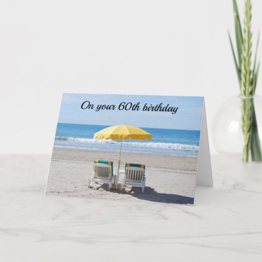 **60E VERJAARDAG WENSEN ZIJN ALS DAG OP HET STRAND KAART (Voorkant)