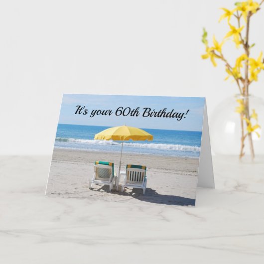 **60E VERJAARDAG WENSEN ZIJN ALS DAG OP HET STRAND KAART (Gele Bloem)