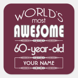 60e verjaardag werelden Best Fabulous donker rood Vierkante Sticker