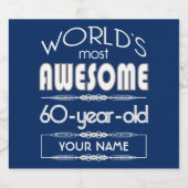 60e verjaardag werelden Best Fabulous donkerblauw Bier Etiket (Enkel label)