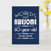 60e verjaardag werelden Best Fabulous donkerblauw Kaart (Gele Bloem)