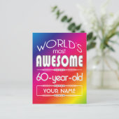 60e verjaardag werelden Beste Fabulous regenboog Briefkaart (Staand voorkant)