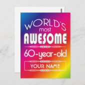 60e verjaardag werelden Beste Fabulous regenboog Briefkaart (Voorkant / Achterkant)