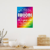 60e verjaardag werelden Beste Fabulous regenboog Poster (Keuken)