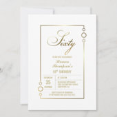 60e verjaardag White met Gold Lijst Party Kaart (Voorkant)