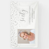 60e verjaardag White Silver Confetti Foto Spandoek (Verticaal)