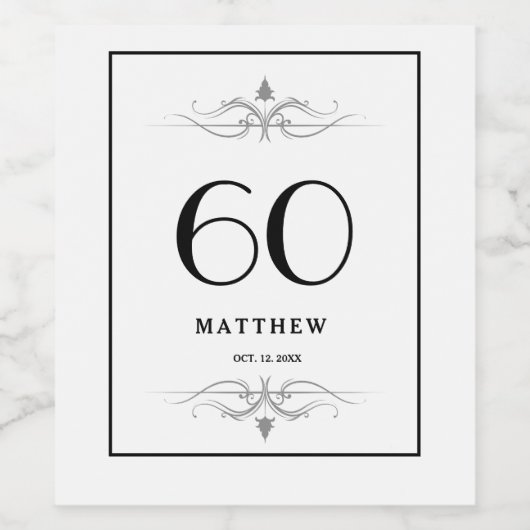 60e verjaardag wijn etiket (Enkel label)