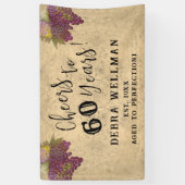 60e verjaardag wijn land thema gejuich tot 60 spandoek (Verticaal)