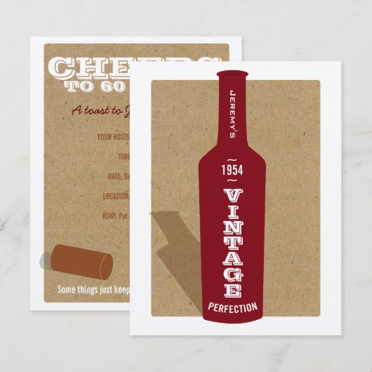 60e verjaardag wijnfeest uitnodiging (Voorkant / Achterkant)
