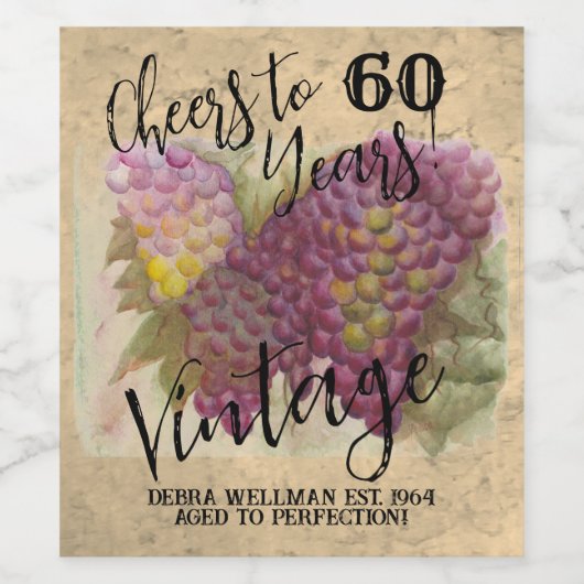 60e Verjaardag   Wijnlabel Wijn Etiket (Enkel label)